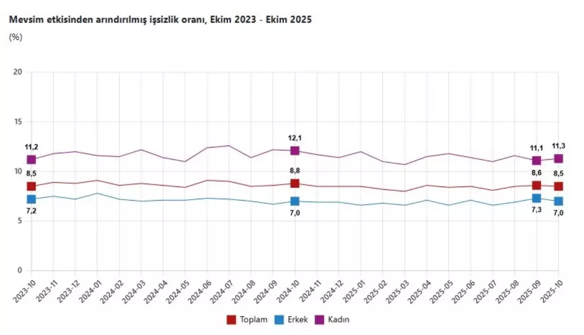 Ekim 2025 İşsizlik Oranı Yüzde 8,5