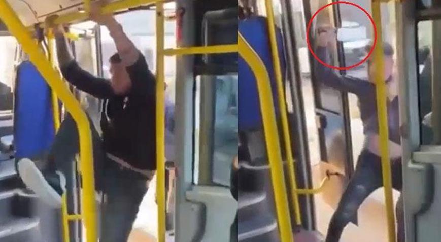 Otobüste yer verme kavgası. Yolcuya satırla saldırdı
